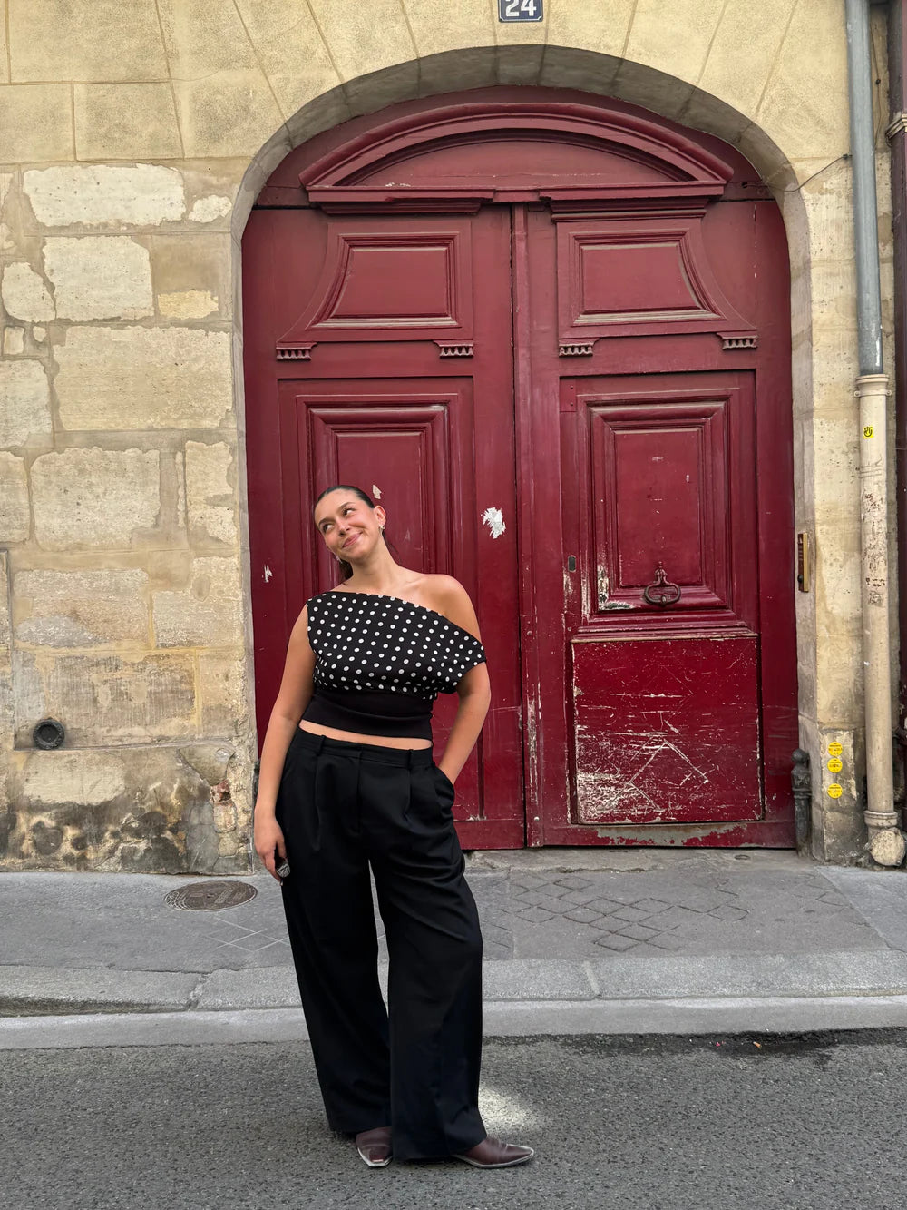 Haut Kimmie à pois - Noir/Blanc
